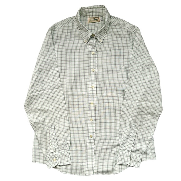 Vintage L.L. Bean Micro Plaid Pattern Casual Button Down Dress Shirt Men's Sz 16 - Picture 2 of 8
